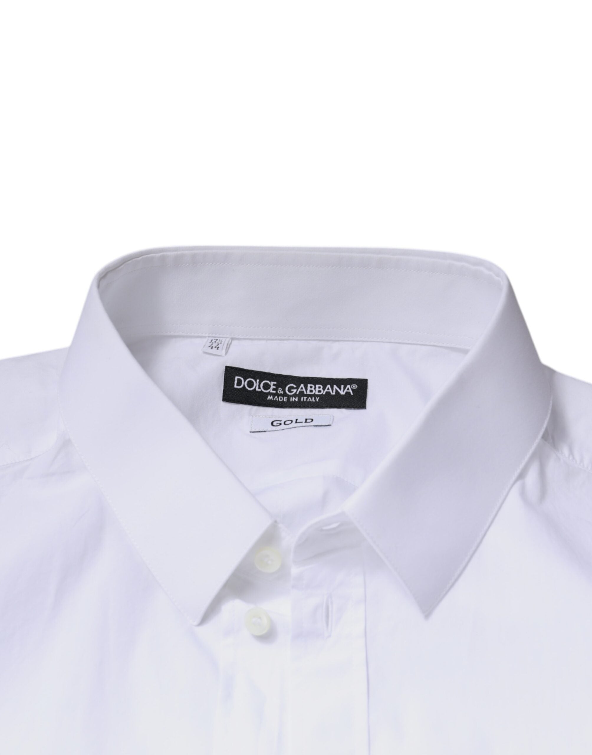 Dolce & Gabbana White Logo Cotton Shirt Slim Fit GOLD